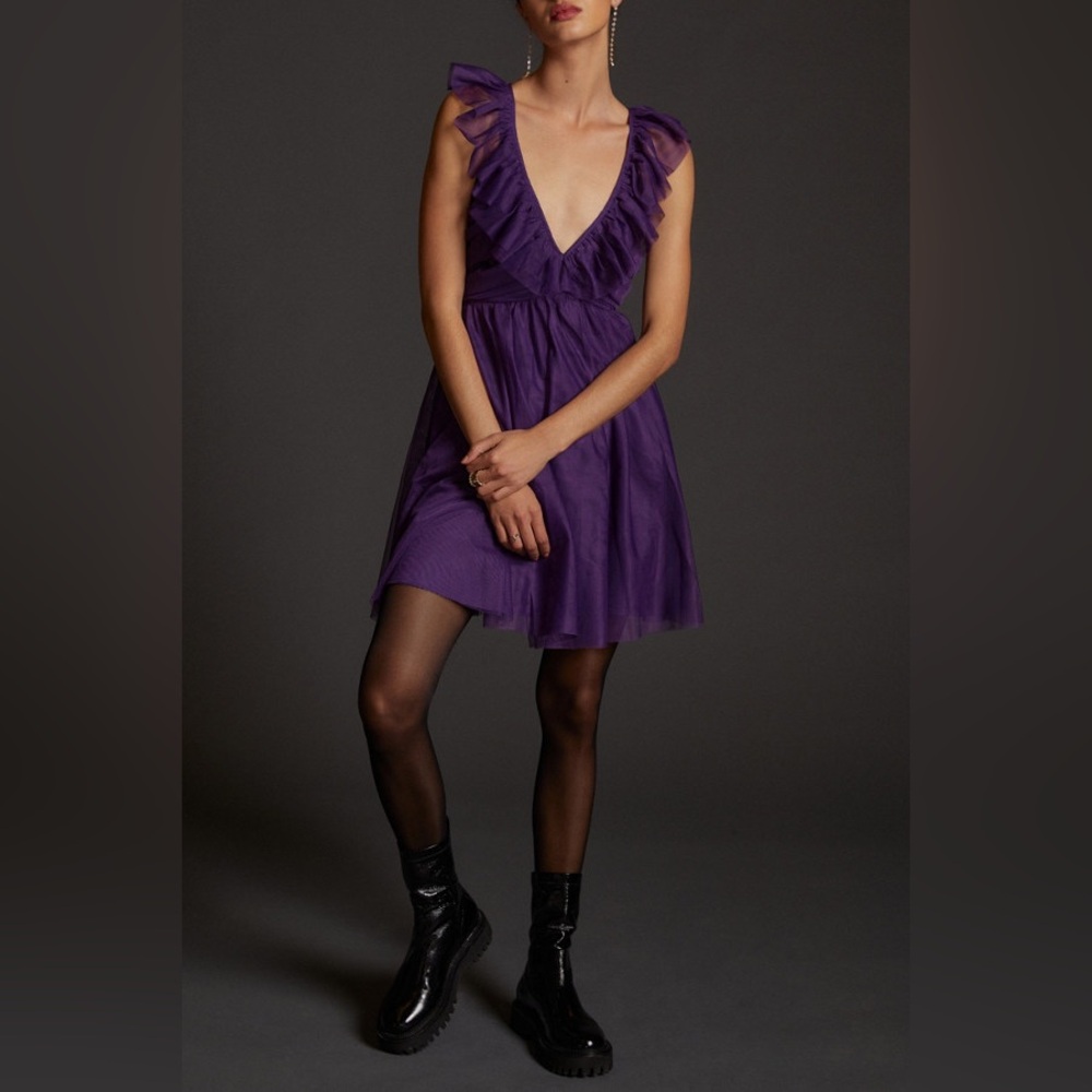 Anthropologie Ruffled Tulle‎ Mini Dress